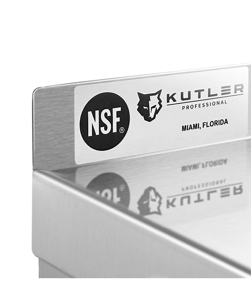 Kutler 12" x 72" Stainless Steel Shelf, Nsf Commercial Wall Mount Shelving w/ Backsplash, Floating Metal Mounted Shelves for Restaurant, Kitchen, Home