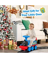 Gymax 6V Electric Kids Ride On Train Motorized Train Toy w/ Track & 6 Wheels Navy