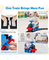 Gymax 6V Electric Kids Ride On Train Motorized Train Toy w/ Track & 6 Wheels Navy