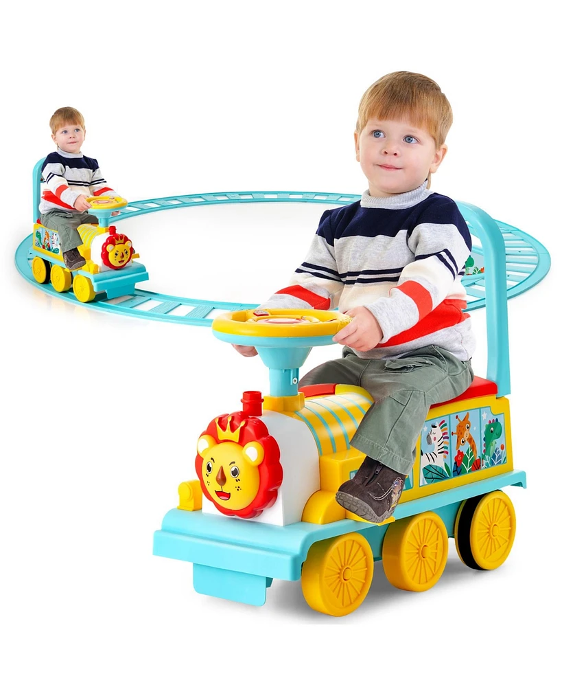 Gymax 6V Electric Kids Ride On Train Motorized Toy w/ Track & 6 Wheels Green