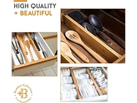 4 Pack Drawer Dividers Bamboo 2.6" High, 16-22" Adjustable Organizers, Expandable Dresser Separators Bedroom/Kitchen/Office