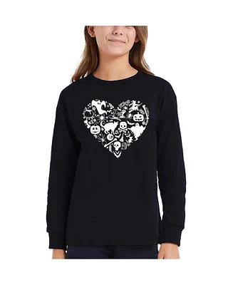 La Pop Art Girls Halloween Heart Word Long Sleeve T-Shirt