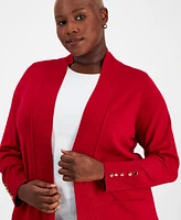 Jm Collection Plus Size Metallic Open-Front Cardigan, Created for Macy's