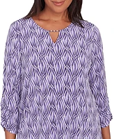 Alfred Dunner Petite Women's Monotone Diamond-Print Top