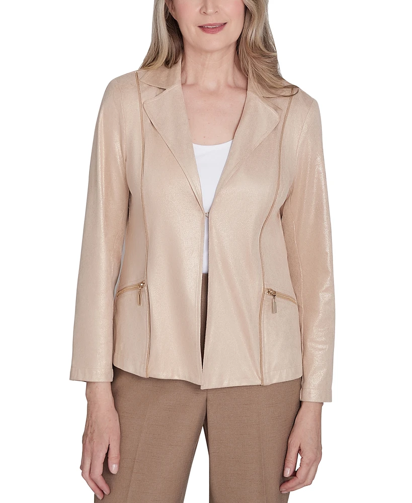 Alfred Dunner Petite Shimmer Faux-Leather Jacket