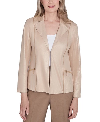 Alfred Dunner Petite Shimmer Faux-Leather Jacket