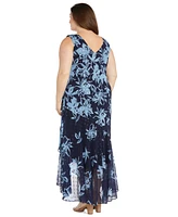 R & M Richards Plus Printed Handkerchief-Hem Dress and Jacket