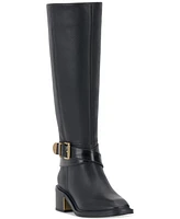 Vince Camuto Gini Wide-Calf Buckled Knee-High Riding Boots