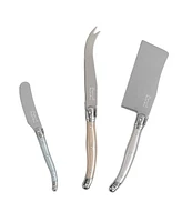 French Home Laguiole Cheese 3-Piece Knife Set with Mother of Pearl Handles