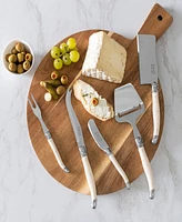 French Home 5-Piece Laguiole Cheese Knife, Fork, and Slicer Set with Faux Ivory Handles