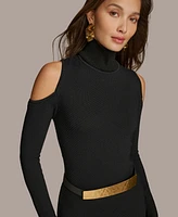 Donna Karan New York Petite Cold-Shoulder Sweater Dress