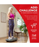 Sunny Health & Fitness Vibration Plate w Resistance Bands & Oscillation Therapy Platform