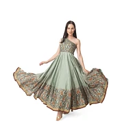 Raas Women's One Shoulder Gown with Hand Embroidery