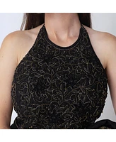 Raas Women's Black Silk Pre-Stitched Saree with Jacquard Weave Border and Hand Embroidered Blouse