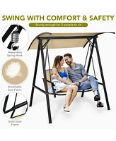 Vebreda 2 Person Patio Swing with Weather Resistant Glider and Adjustable Canopy