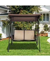 Sugift 2-Person Patio Swing with Adjustable Canopy and 2 Storage Pocket