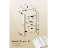 Slickblue C-Shaped End Table with Built-In Charging Station & Plug