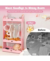 Costway Kids Dress up Storage Hanging Armoire Dresser Pretend Costume Closet w/ Mirror