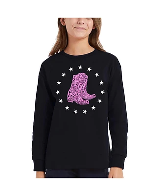 La Pop Art Girls Cowgirl Boots Word Long Sleeve T-Shirt