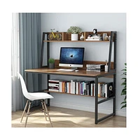 Tribesigns Computer Desk, 47 inch Office Desk with Hutch and Bookshelf, Modern Study Writing Table for Home Office