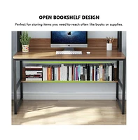 Tribesigns Computer Desk, 47 inch Office Desk with Hutch and Bookshelf, Modern Study Writing Table for Home Office