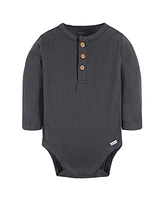 Gerber Baby Boys Long Sleeve Henley Style Onesies Bodysuits, 2-pack