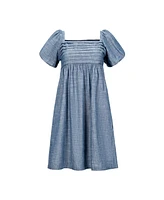 Hope & Henry Women's Organic Ruched Bodice Chambray Dress