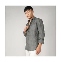 Campus Sutra Men's Olive Green Embroidered One-Lined Shirt