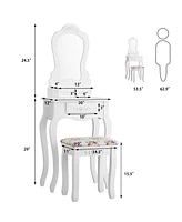 Costway Vanity Jewelry Makeup Dressing Table Stool Drawer