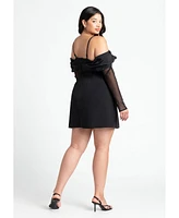 Eloquii Plus Pleated Off The Shoulder Mini Dress