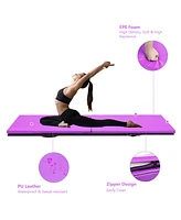 Costway 6'x2' x 1.6"Gymnastics Yoga Mat Thick Two Folding Panel Purple Portable