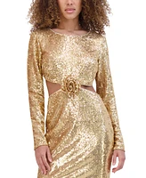 Siena Women's Sequined Rosette Cutout Dress