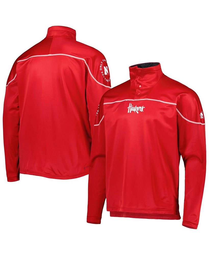 Adidas Men's Scarlet Nebraska Huskers Aeroready Knit Quarter-Snap Jacket