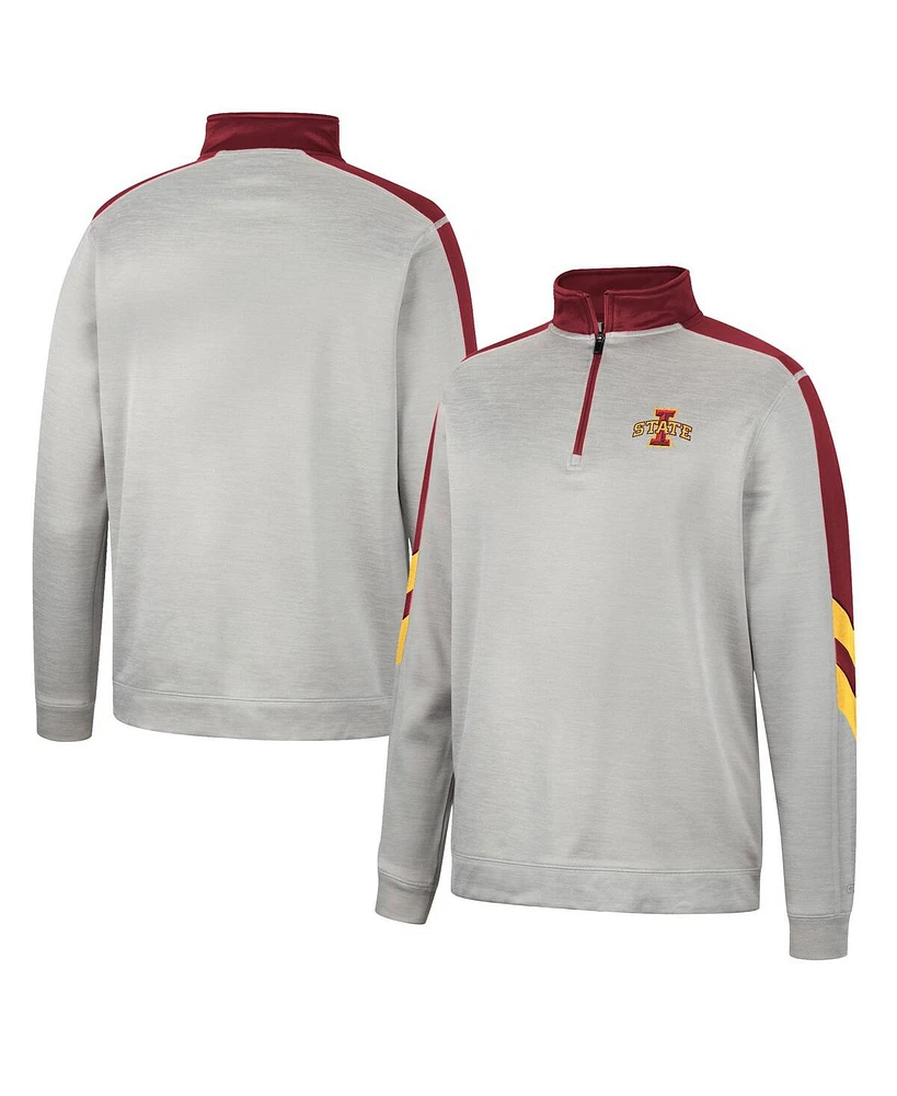 Colosseum Men's Gray/Cardinal Iowa State Cyclones Bushwood Fleece Quarter-Zip Jacket