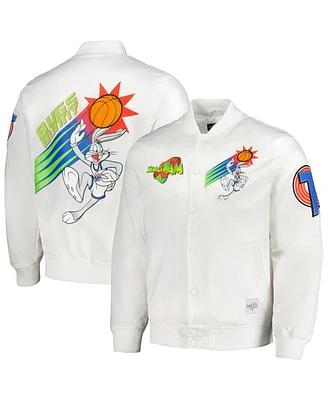 Freeze Max Men's White Looney Tunes Graphic Satin Full-Snap Jacket
