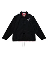 Mitchell & Ness Men's Black Chicago Bulls Big Face 5.0 Coaches Full-Snap Jacket