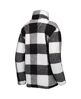 G-iii 4Her by Carl Banks Women's Black Washington Commanders Sherpa Plaid Quarter-Zip Jacket