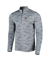 Antigua Men's Gray Cleveland Browns Brigade Throwback Quarter-Zip Top