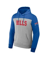 Fanatics Men's Heather Gray Buffalo Bills Color Blocked Pullover Hoodie