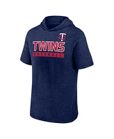 Fanatics Men's Heather Navy Minnesota Twins Push Short Sleeve Pullover Hoodie