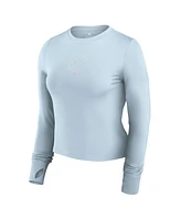 Fanatics Women's Light Blue Chicago Cubs Studio Fitted Long Sleeve Gym Top