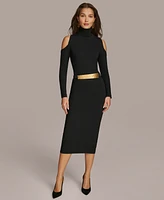 Donna Karan New York Women's Cold-Shoulder Mock-Neck Dress