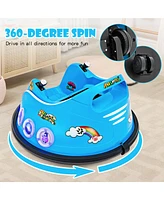 Gymax 12V Kids Ride on Bumper Car Remote Control w/ Flashing Led Light & Music Pink