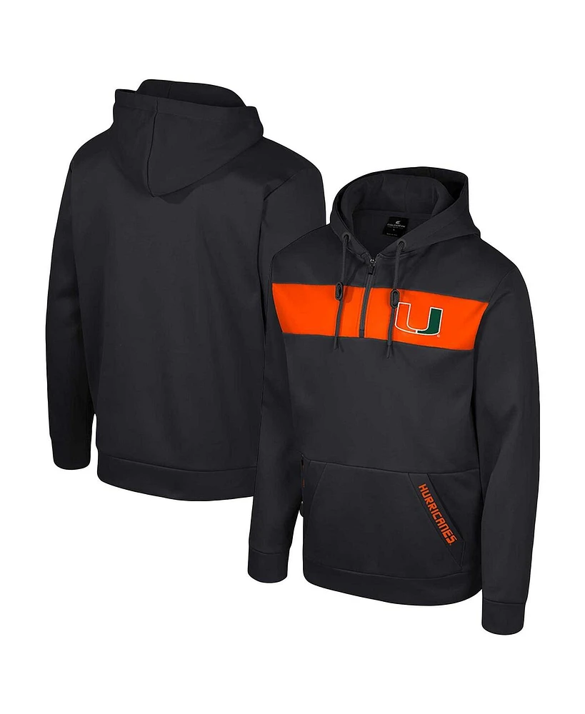 Colosseum Men's Black Miami Hurricanes Quarter-Zip Hoodie