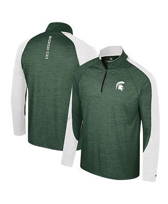 Colosseum Men's Green Michigan State Spartans Langmore Raglan Quarter-Zip Top