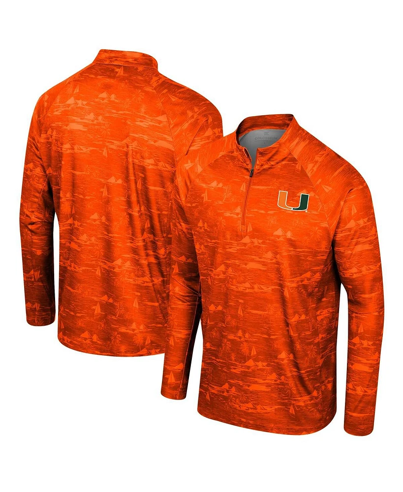 Colosseum Men's Orange Miami Hurricanes Carson Raglan Quarter-Zip Jacket