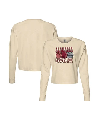 Image One Women's Natural Alabama Crimson Tide Comfort Colors Basketball Cropped Long Sleeve T-Shirt