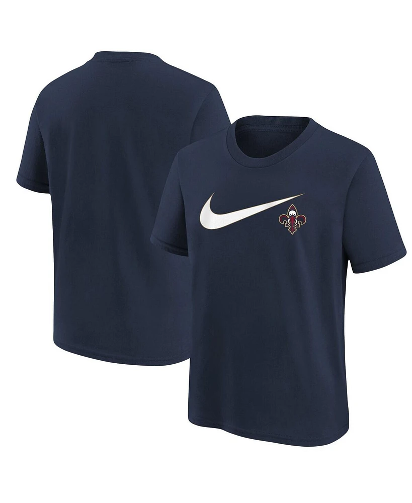 Nike Big Boys and Girls Navy New Orleans Pelicans Swoosh T-Shirt