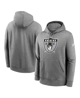 Nike Men's Heather Gray Las Vegas Raiders Rewind Club Logo Pullover Hoodie