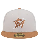 New Era Men's Khaki/Brown Miami Marlins Two-Tone Color Pack 59FIFTY Fitted Hat